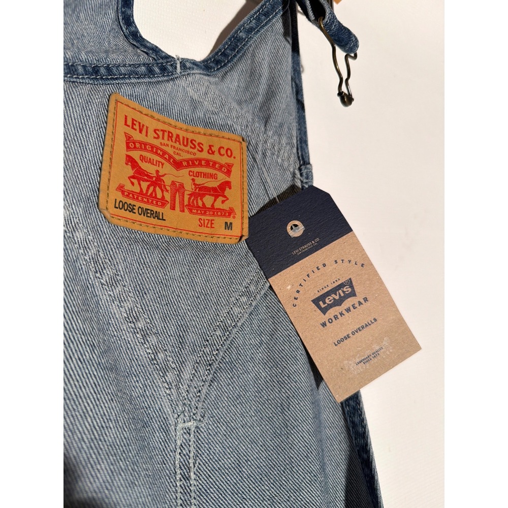 Levi's SilverTab Denim Overalls 34x30 Medium Wash Carpenter Workwear - Picture 3 of 6